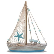 CoTa Global Ocean Breeze Sailboat Nautical Decor - Handmade Beach Themed Wooden Boat Home Decor for Living Room Shelves, Tabletop, Desk, Cute Nautical Party Decorations - 11.3 Inches