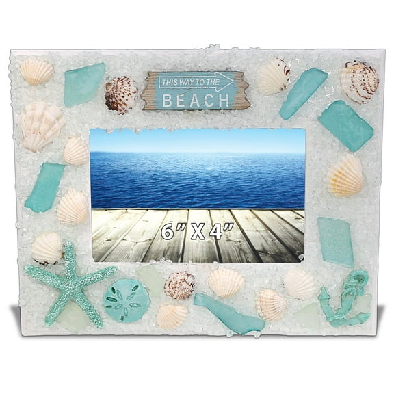 CoTa Global Oceanic 6x4 Photo Frame - Ocean Picture Holder with Accent of Starfish and Seashell Ornaments, Beach Frame for Summer Beach Photos, Handcrafted Fun Picture Frames  9.5 Inches