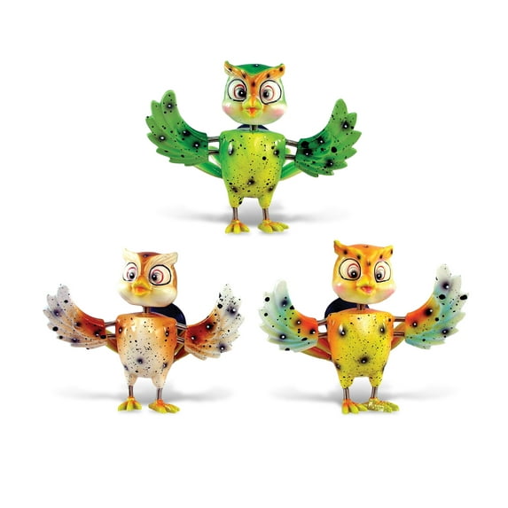 CoTa Global Owl Refrigerator Bobble Magnets Set of 3 - Assorted Color Fun Cute Wild Life Bird Bobble Head Magnets For Kitchen Fridge, Lockers, Home Decor, Cool Office, and Decorative Novelty - 3 Pack