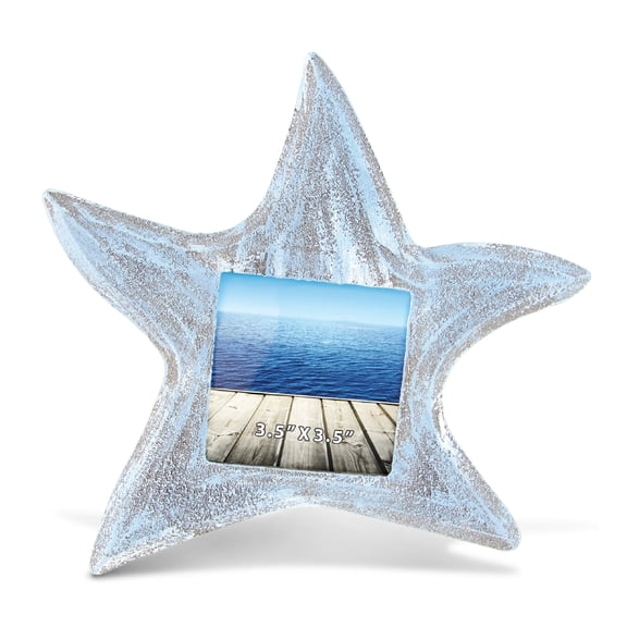 CoTa Global Pacific Starfish Beach 3.5x3.5 Frame - Star Fish Photo Frame for Summer Vacation Memory, Handmade Tropical Seashell Nautical Picture Frame For Tabletop - 8 Inches