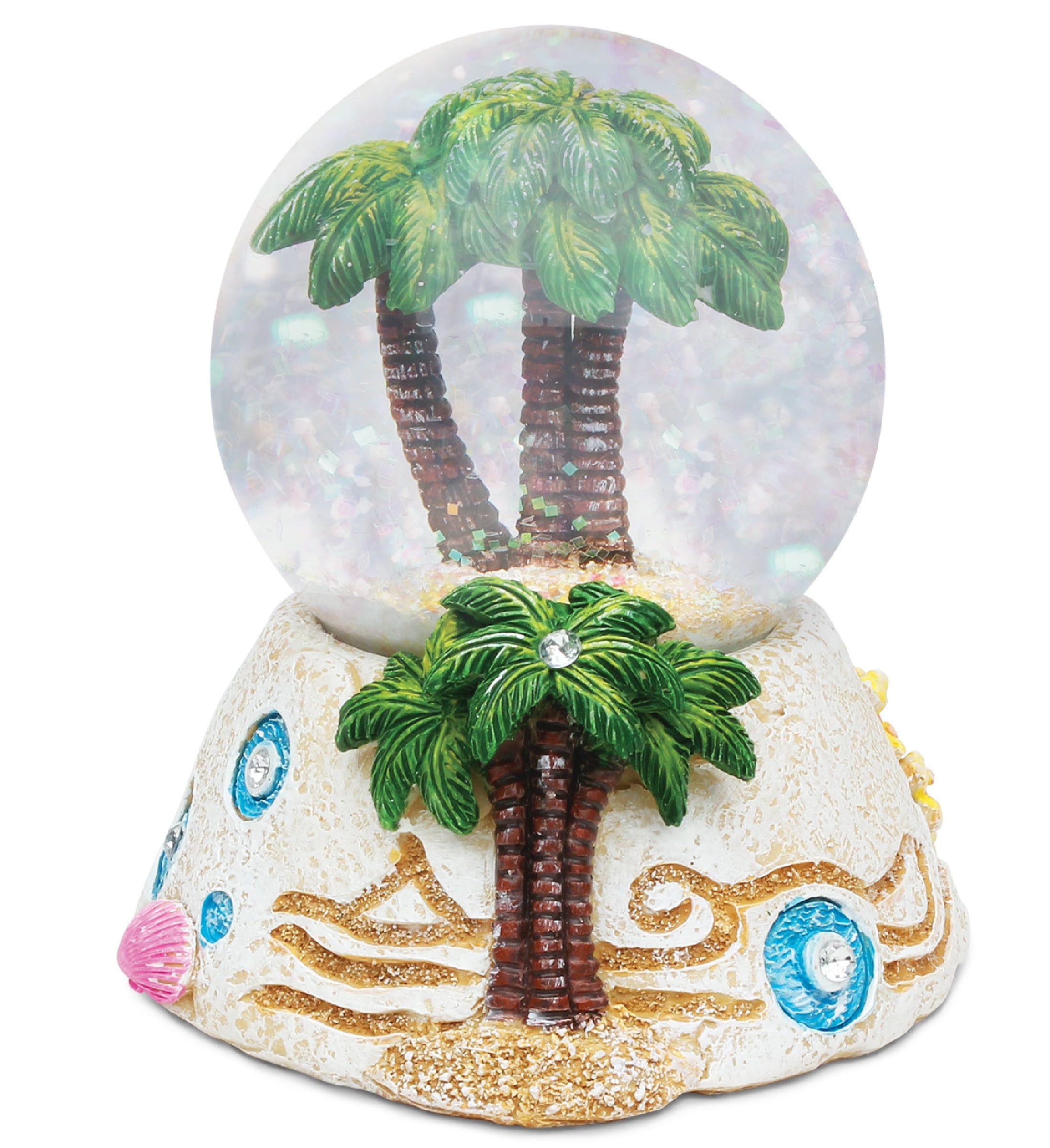 Tropical Palm Tree Resin Snow Globe with Glitter