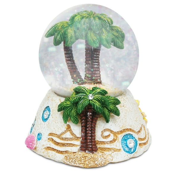 CoTa Global Palm Tree Snow Globe - Stylish Palm Tree Stone Water Glass Ball with Sparkling Glitter, Tropical Snow Globe Decorative Ornament for Home or Office Decor, Cool Snow Glass Globe Gift
