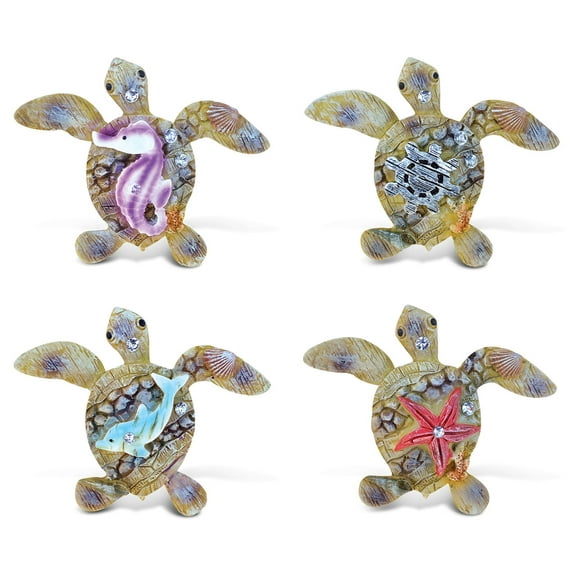 CoTa Global Sea Turtle Fridge Magnet Set - Cute Magnets For Refrigerator or Locker, Assorted Resin Ocean Animal Fridge Magnets, Adorable Magnetic Decorations for Kitchen Refrigerator Door - 4 Pack