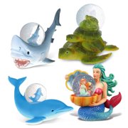 CoTa Global Shark, Dolphin, Sea Turtle, Mermaid Snow Globe Set of 4   Ocean Water Globe Figurines, Collectible Novelty Ornament for Home Decor, Gift for Birthdays, Christmas and Valentine   45mm