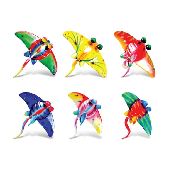 CoTa Global Stingray Refrigerator Bobble Magnets Set of 6 - Assorted Color Fun Cute Ocean Life Animal Bobble Magnets For Kitchen Fridge, Lockers Home Decor Cool Office & Decorative Novelty - 6 Pack