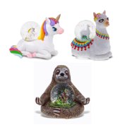 CoTa Global Unicorn, Sloth, Llama Snow Globe Set of 3   Water Globe Figurines with Glitter, Collectible Novelty Ornament For Home Decor, Perfect Gift for Birthdays, Christmas, and Valentine   45mm