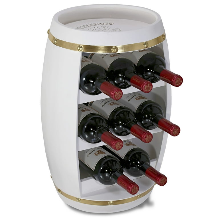 CoTa Global White and Gold Alexander Wine Rack Freestanding Wooden Wine Holder for 8 Wine Bottles Decorative Bottle Rack Floor Stand Rustic Countertop Wine Storage Shelf Organizer for Wine Bar Walmart...