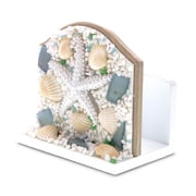 CoTa Global Nautical Napkin Holder with Oceanic Seashell and Starfish Decor - Handcrafted Tabletop Display Tissue Holder, Unique Ocean Themed Decor for Bathroom or Kitchen Accessories - Color May Var