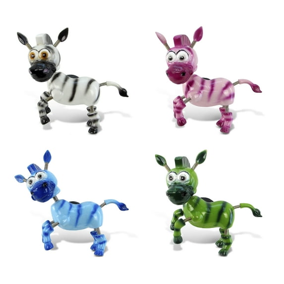 CoTa Global Zebra Refrigerator Bobble Magnets Set of 4 - Assorted Color Fun Cute Zoo Wild Life Animal Bobble Head Magnets For Kitchen Fridge, Locker, Home Decor, Cool Office Novelty - 4 Pack