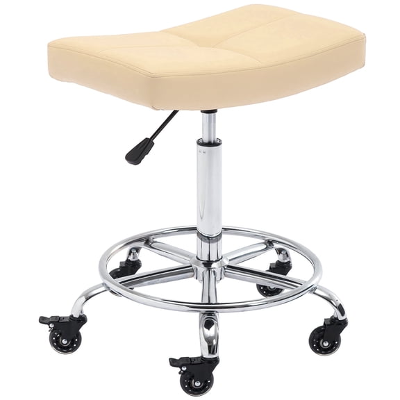 CoVibrant Rolling Swivel Stool with Lockable Casters, Footrest & Wide Padded Seat for Salon Lab Workshop Office 24"-31"