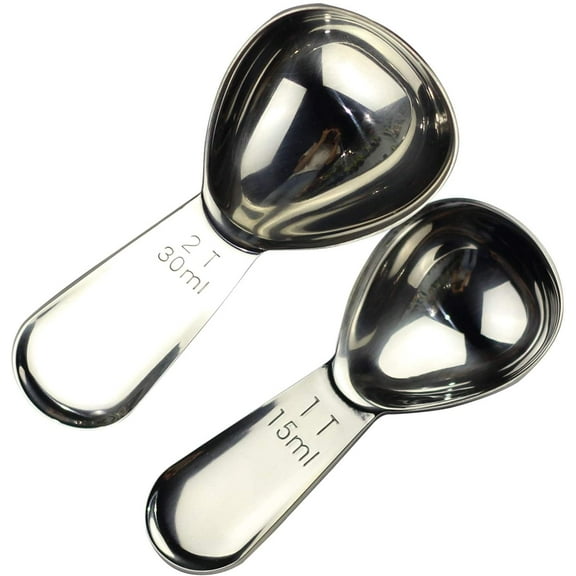 CoaGu Coffee Scoop 18/8 Stainless Steel Tablespoon 15ml&30ml 2pcs for Coffee or Baking
