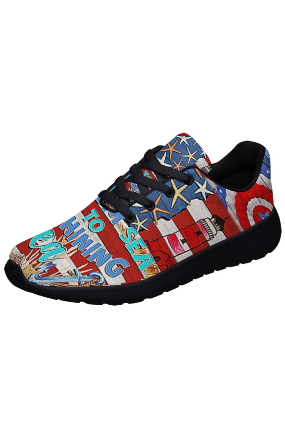 CoaStl Beach From Sea To Shining Sea Shoes Sneakers for Women Men Black Size 9.5