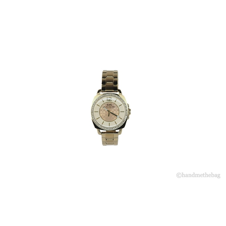 Coach 14503141 Boyfriend Crystal Bezel Logo Dial Yellow Gold Toned Wrist Watch