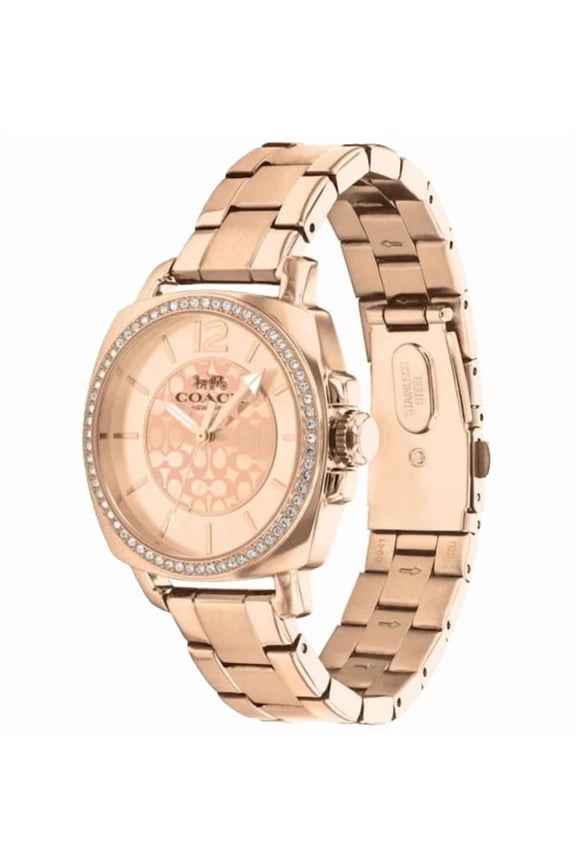 (14503142) Boyfriend Crystal Bezel Logo Dial Rose Gold Toned Wrist Watch