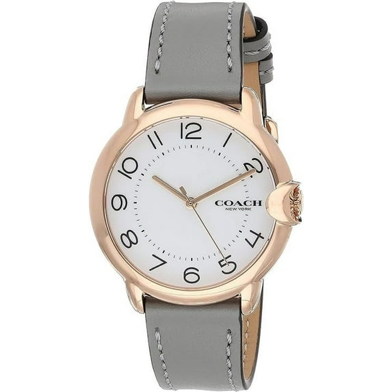 Coach 14503611 Arden Ivory White/Rose Gold Tone Dial Grey Leather Band Women's Watch