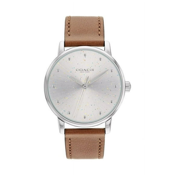 Coach 14503845 Grand Collection Silver Dial Brown Leather Strap Women's Watch