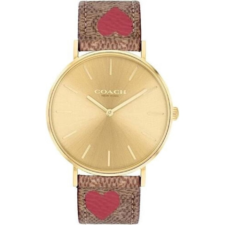 COACH 14503886 Gold Dial Brown Leather Strap Ladies 36mm  display picture 3