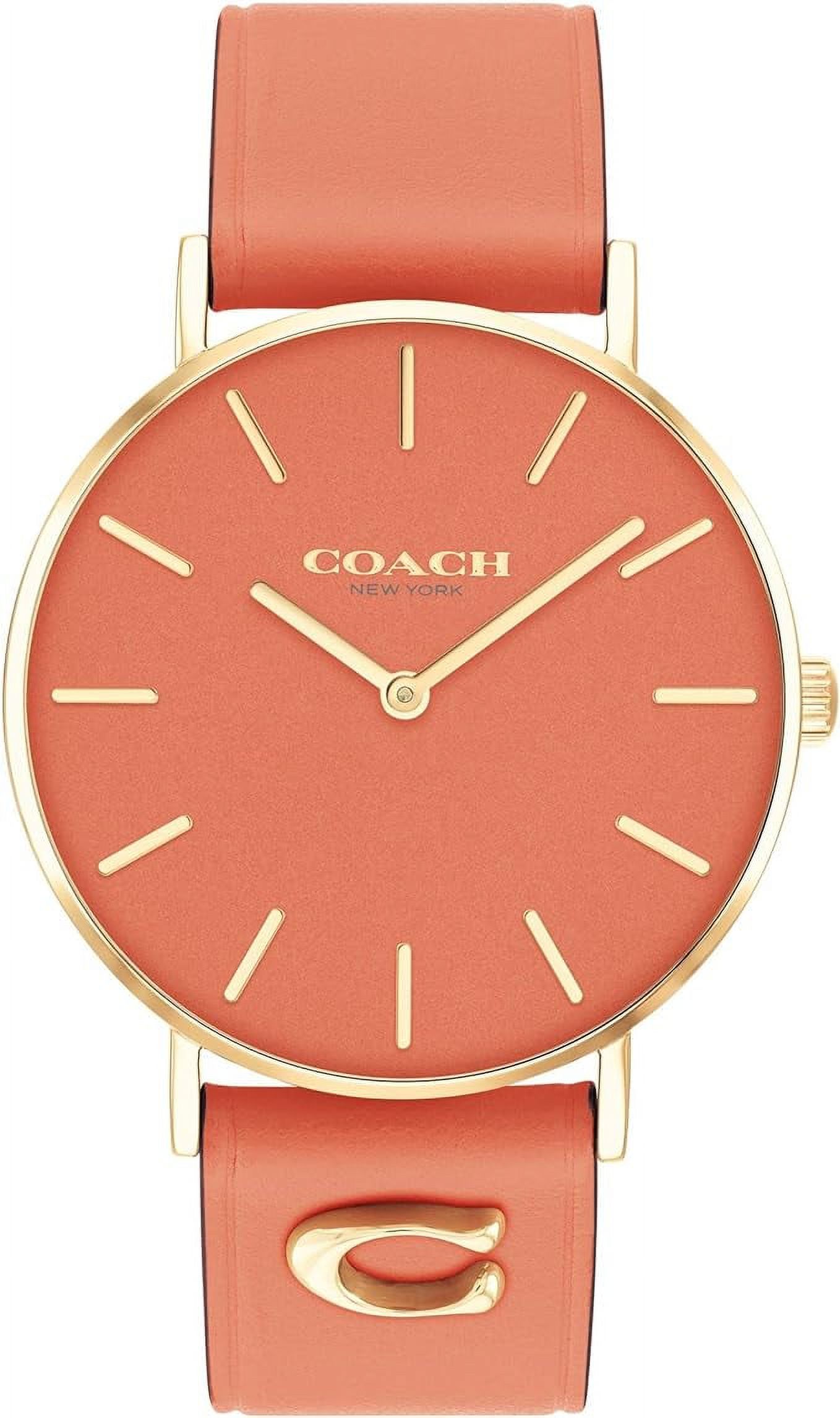 Coach 14503922 Perry Coral Pink/Gold Tone Dial Coral Pink Leather 