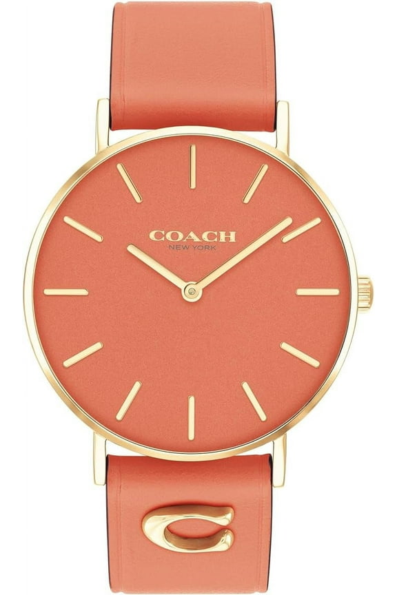 14503922 Perry Coral Pink/Gold Tone Dial Coral Pink Leather Band Women's Watch