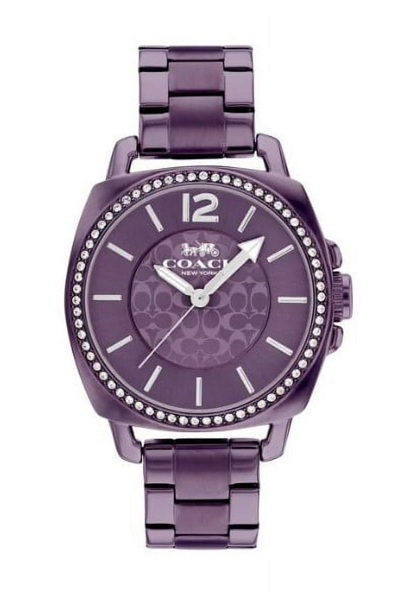 14503983 Boyfriend Purple/Silver Tone Glitz Dial Stainless Steel Purple Bracelet Band Women's Watch