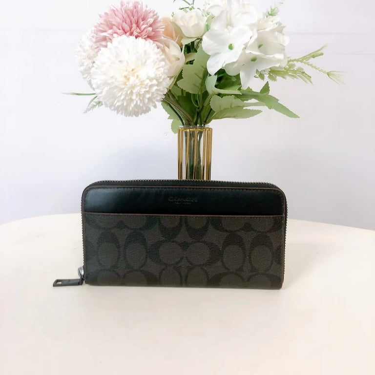 Coach 25517 Accordion Wallet In Signature Canvas IN Black Oxblood
