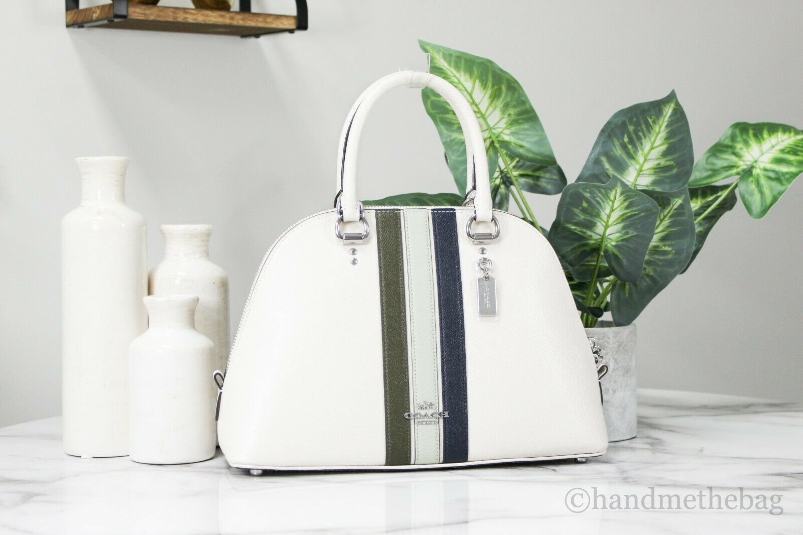 Coach (2839) Crossgrain Leather Varsity Stripe Katy Satchel Dome