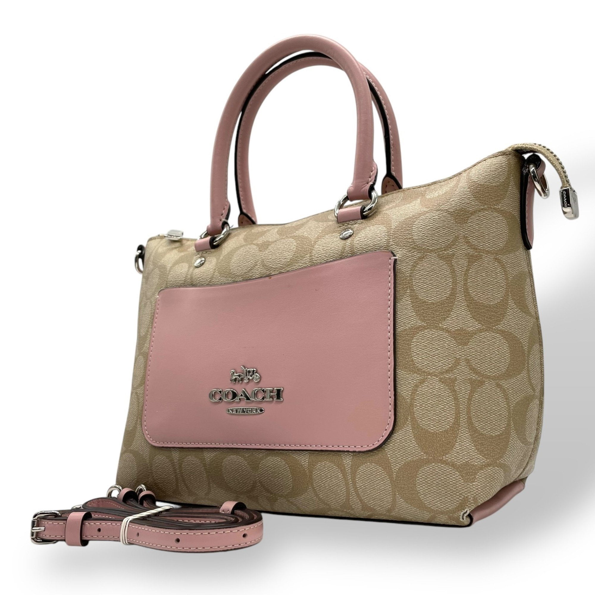 Brown Coach Bag Emma Pre-Owned Coach 2way Signature Mini Emma 
