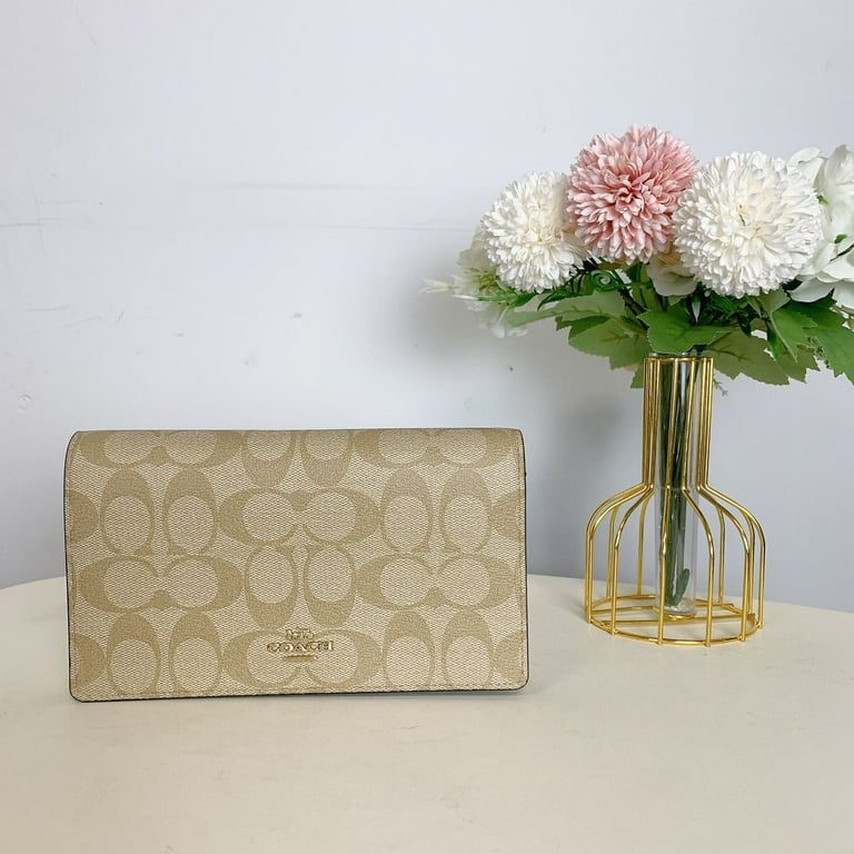 Coach 3036 Anna Foldover Clutch Crossbody In Signature Canvas IN Light Khaki Chalk Walmart