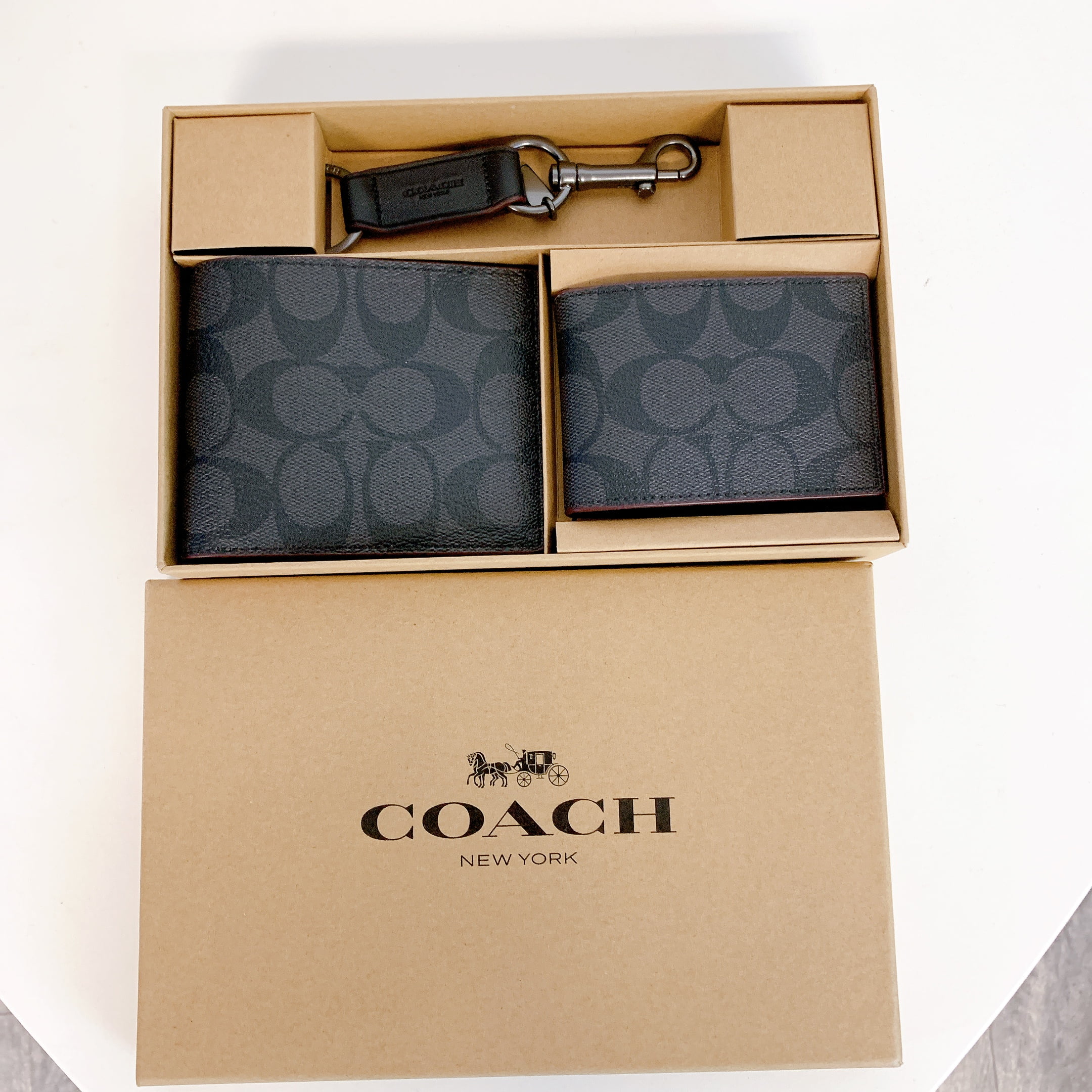 Coach 41346 Boxed 3 In 1 Wallet Gift Set In Signature Canvas IN Black