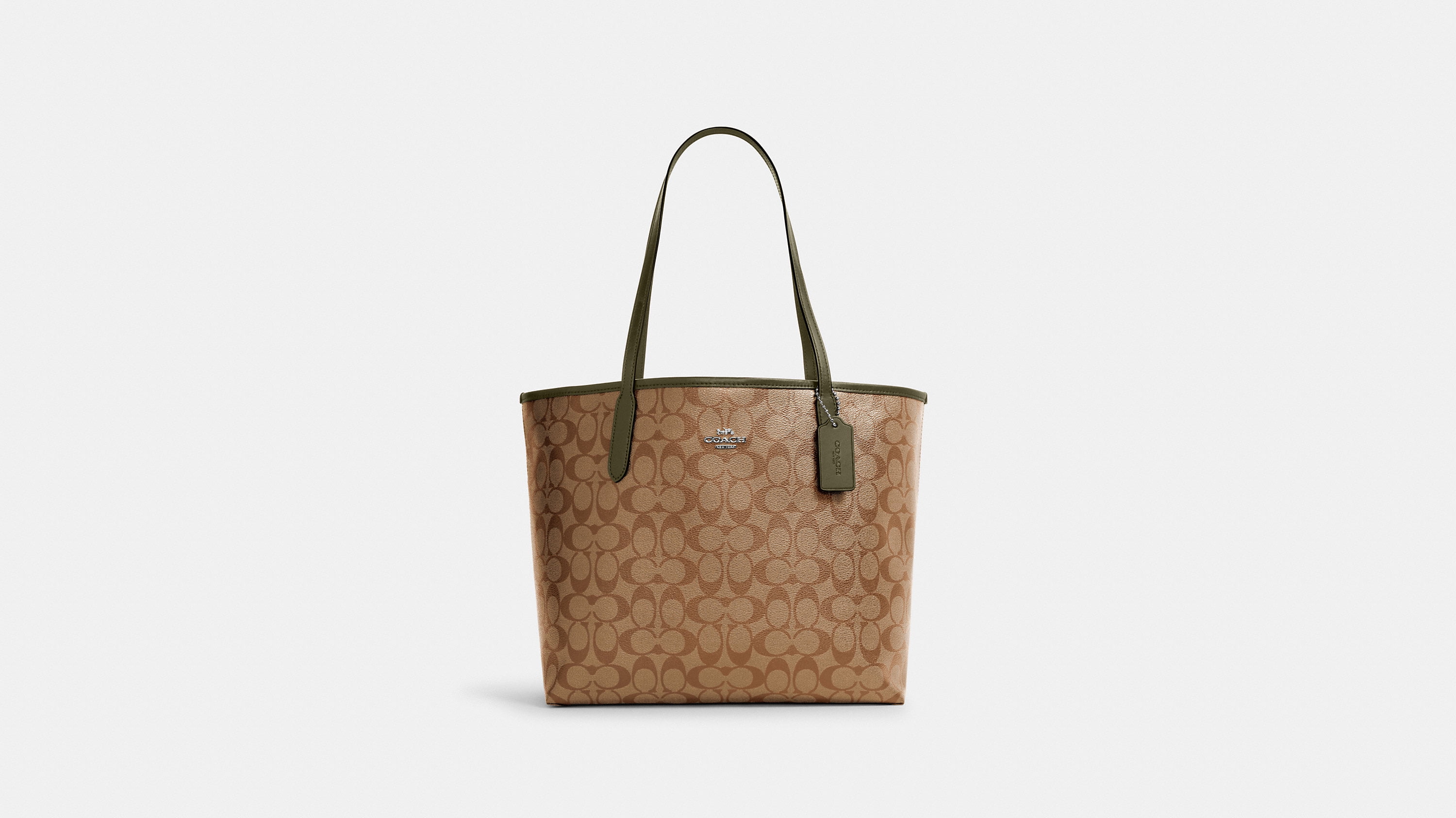 Coach 5696 City Tote In Signature Canvas Khaki/Surplus