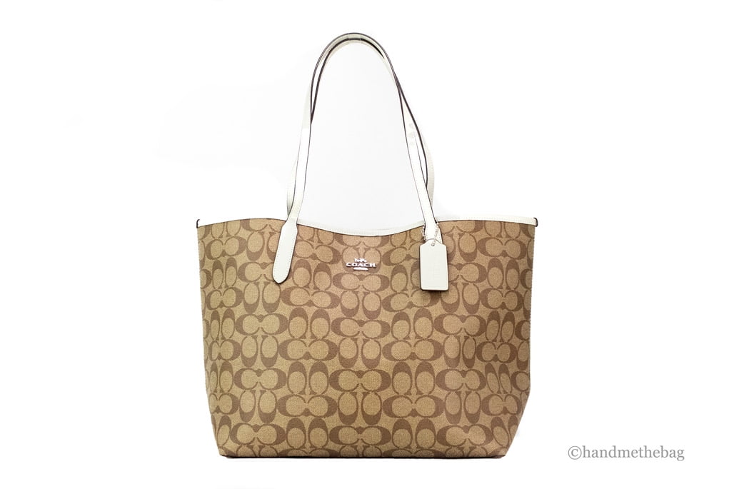 Coach Beige/Brown Signature Coated Canvas and Leather City Zip Tote Coach