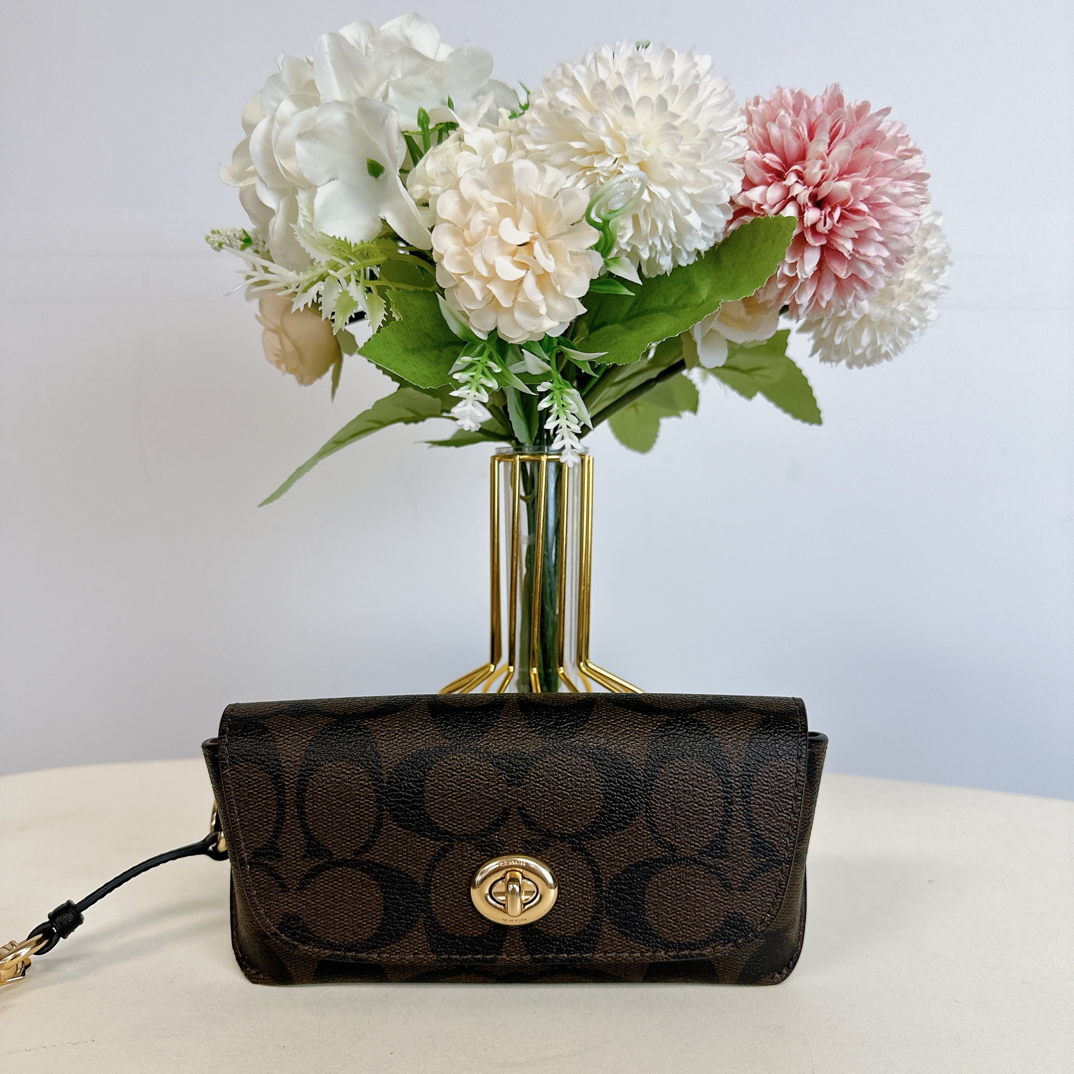 Coach 73639 Sunglass Case In Signature Canvas IN Brown Black