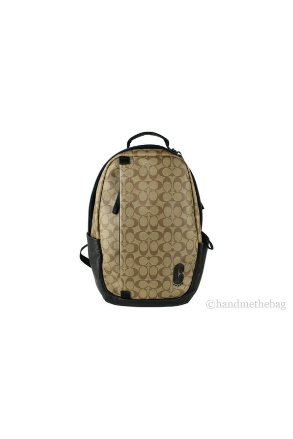 (89922) Edge Pack Tan Signature Coated Canvas Leather Large Backpack Bag