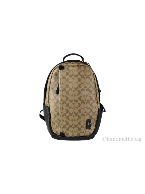 (89922) Edge Pack Tan Signature Coated Canvas Leather Large Backpack Bag