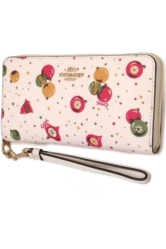 Accordian Zip Phone Wallet Women Wristlet Im/Chalk Multi with Ornament Print