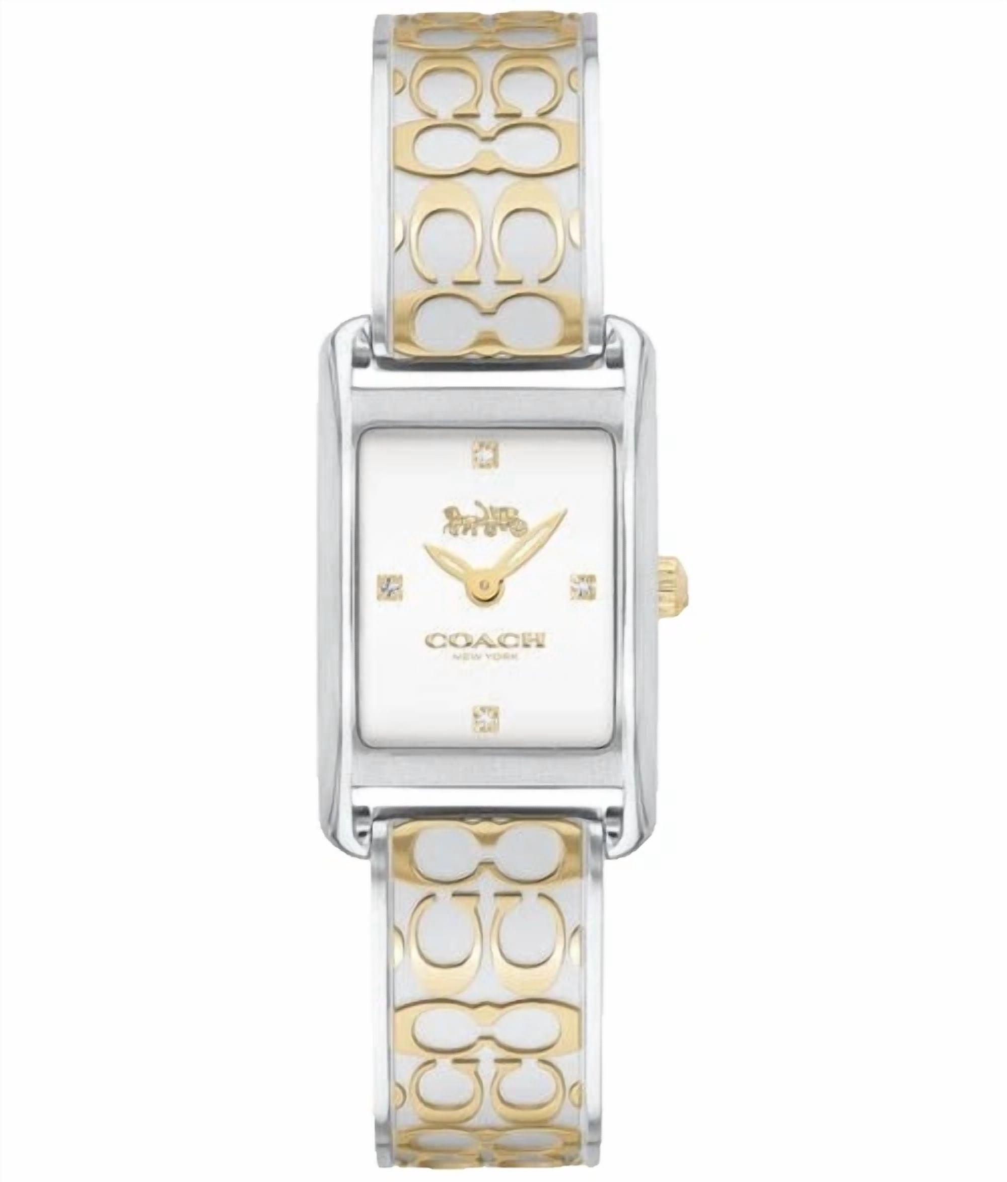 COACH Allie 14503381 Silver White Logo Dial Two Tone Bangle Womens Watch