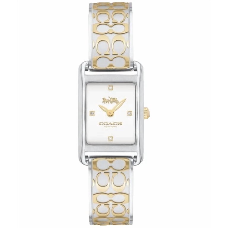 Coach Allie 14503381 Silver White Logo Dial Two Tone Bangle  display picture 1