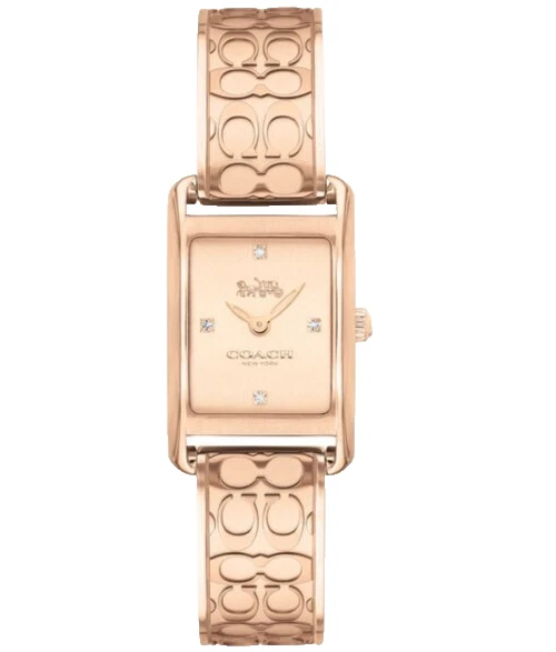 COACH Allie 14503382 Rose Gold Logo Dial Stainless Steel Bangle Womens Watch