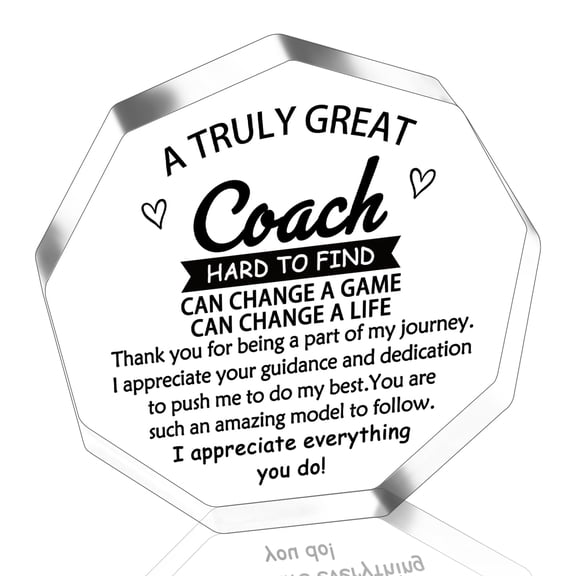 Coach Appreciation Gift for Women Men, Best Coach Ever Thank You Gift for Volleyball Basketball Football Wrestling Cheerleading, Acrylic Plaque Desk Decor, Teacher Coach Birthday Christmas Present