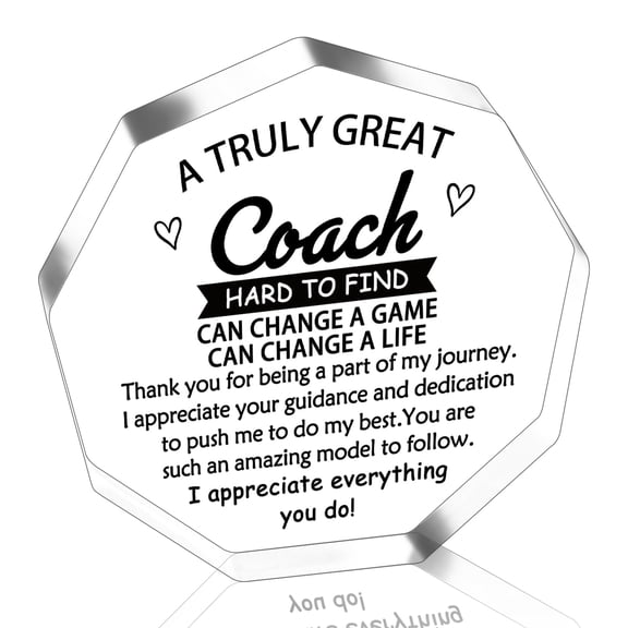 Coach Appreciation Gift for Women Men, Best Coach Ever Thank You Gift for Volleyball Basketball Football Wrestling Cheerleading, Acrylic Plaque Desk Decor, Teacher Coach Birthday Christmas Present