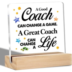 Coach Appreciation Gifts a Good Coach Can Change a Game Clear Desk Decorative Sign Thank You Gift for Sports Coach Acrylic Sign with Stand Table Plaque Sign Keepsake Office Decor
