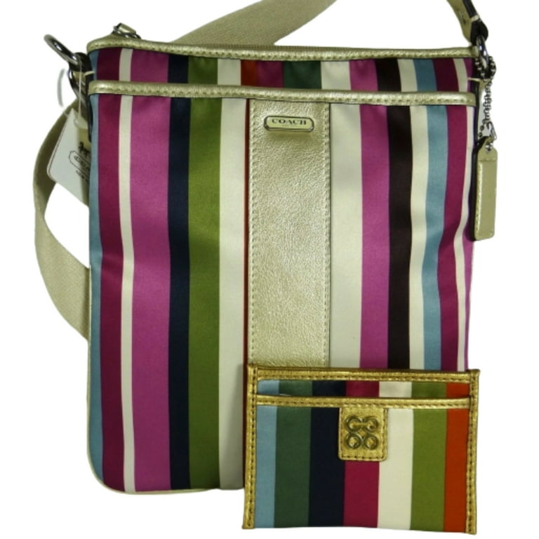 Coach Box Legacy Multicolor Stripe Swing pack and Credit Card Case Walmart