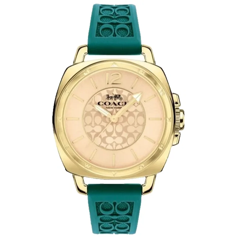 Coach Boyfriend 14504179 Gold Logo Dial Silicone Strap 34MM Womens