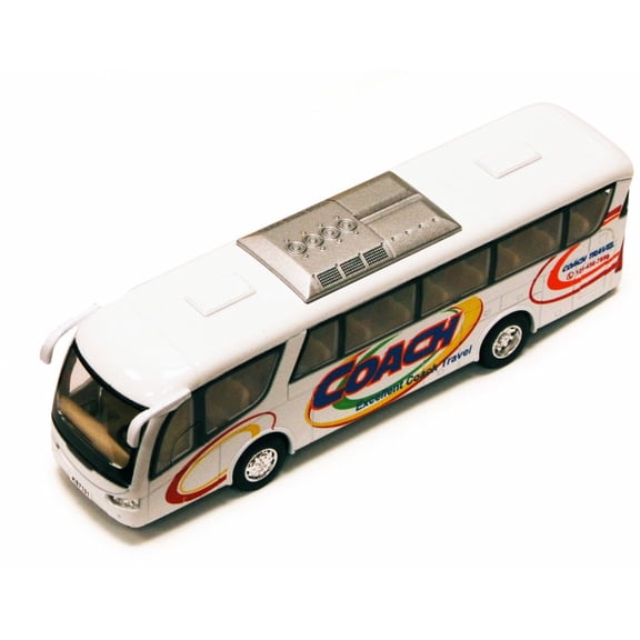 Coach Bus, White  - Kinsmart 7101D - 7" Diecast Model Toy Car (Brand New, but NOT IN BOX)