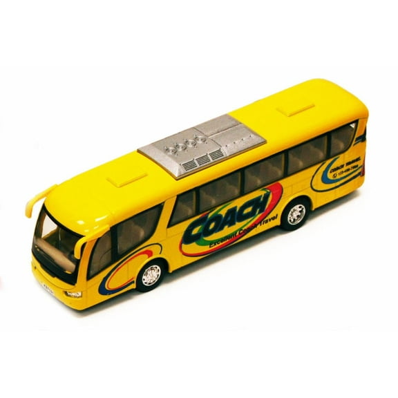 Coach Bus, Yellow - Kinsmart 7101D - 7" Diecast Model Toy Car (Brand New, but NOT IN BOX)