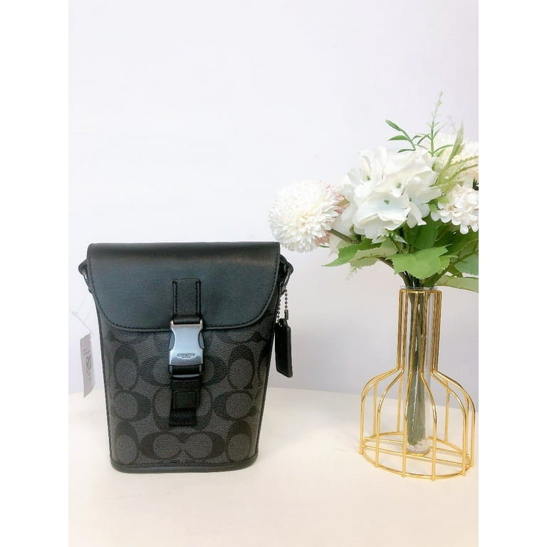 Coach C3134 Track Small Flap Crossbody in Charcoal Signature