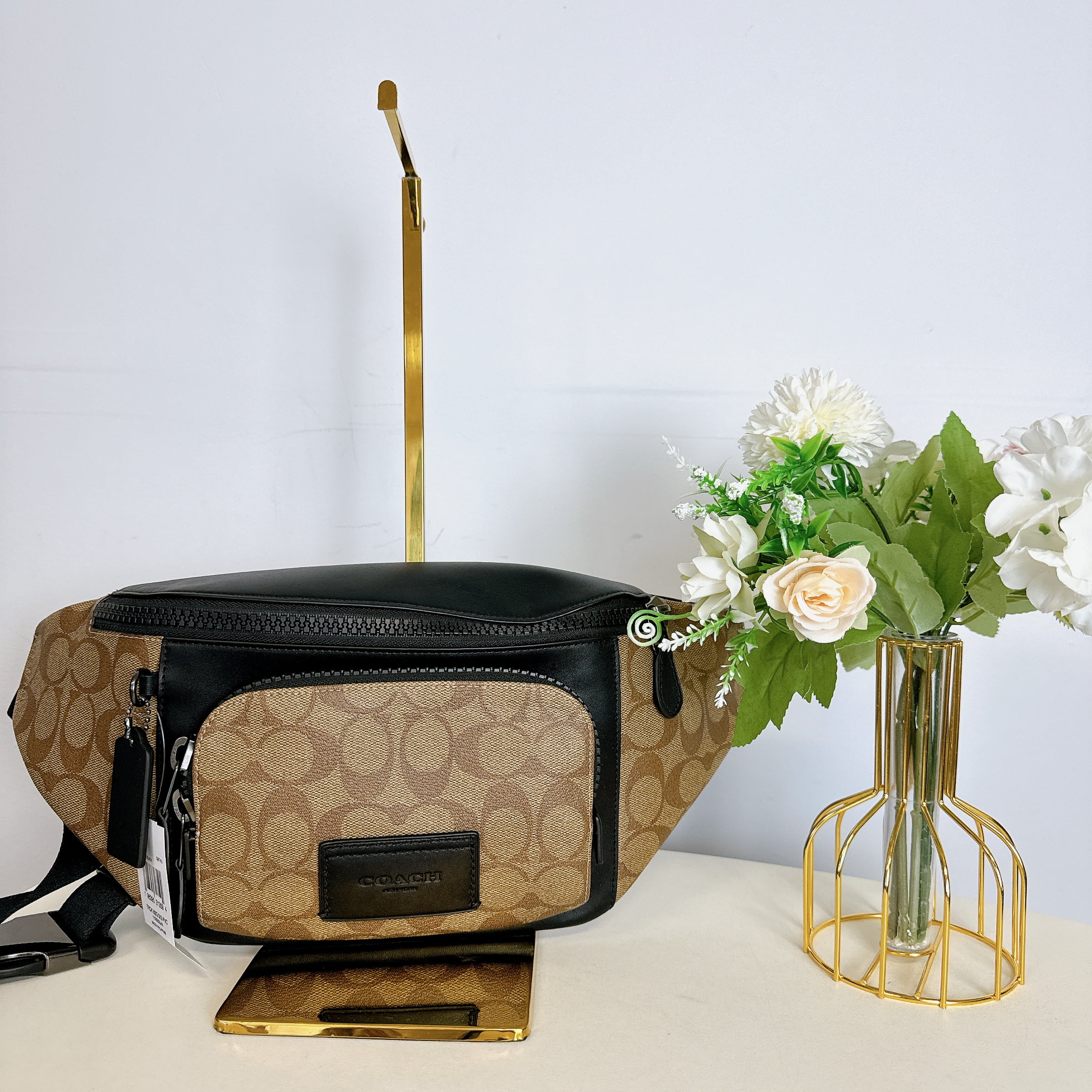 Coach C3765 Track Belt Bag In Signature Canvas IN Khaki Black Walmart