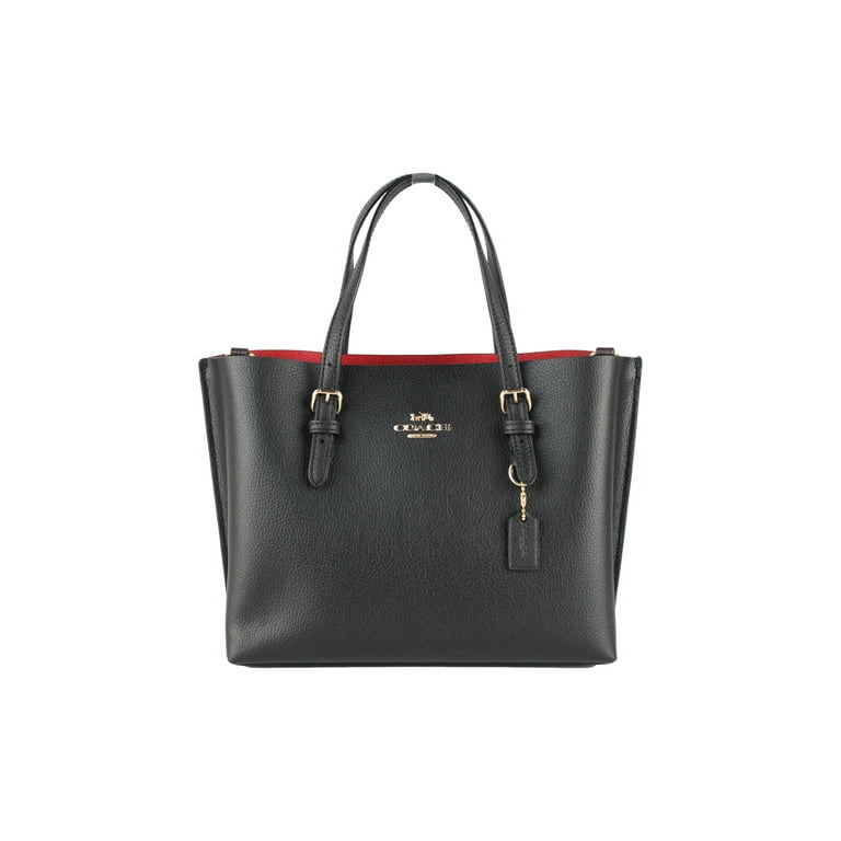 Coach Leather Mollie Tote Bag C4084 25 IN Black True Red Purse