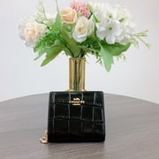 Coach Womens Snap Wallet In Black Embossed Leather