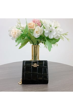 Women's Snap Wallet In Black Embossed Leather